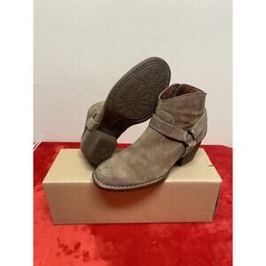 Womens Size 7.5 Bjorn Harness Strap Ankle Boot F54017 Brown Suede Leather Heels